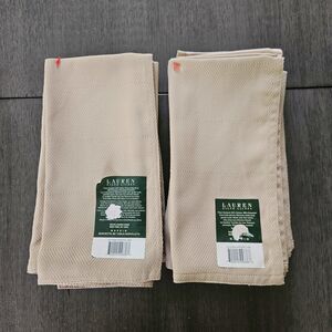 Lot Of 8 Lauren Ralph Lauren Dinner Napkins Tan Beige 18x20" Square NEW